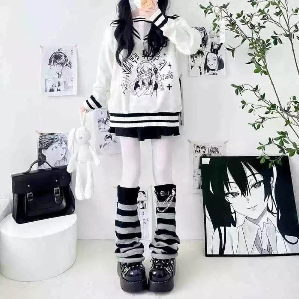 Boot Sock Slouchy - Japanese Style Harajuku Knit Leg Warmers