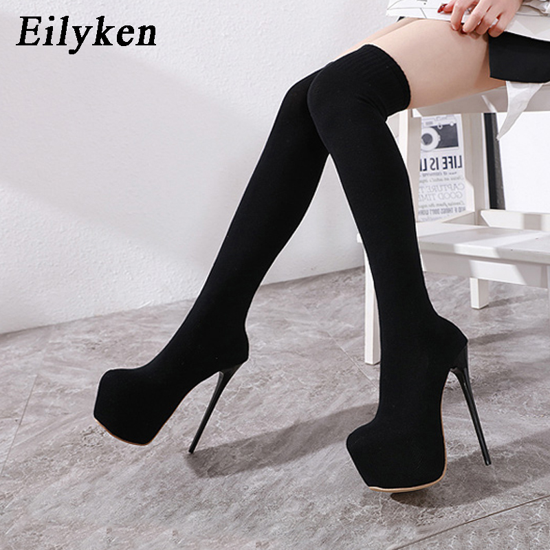 Knee High Sock Women - Eilyken Fashion Platform Stretch Fabric Over