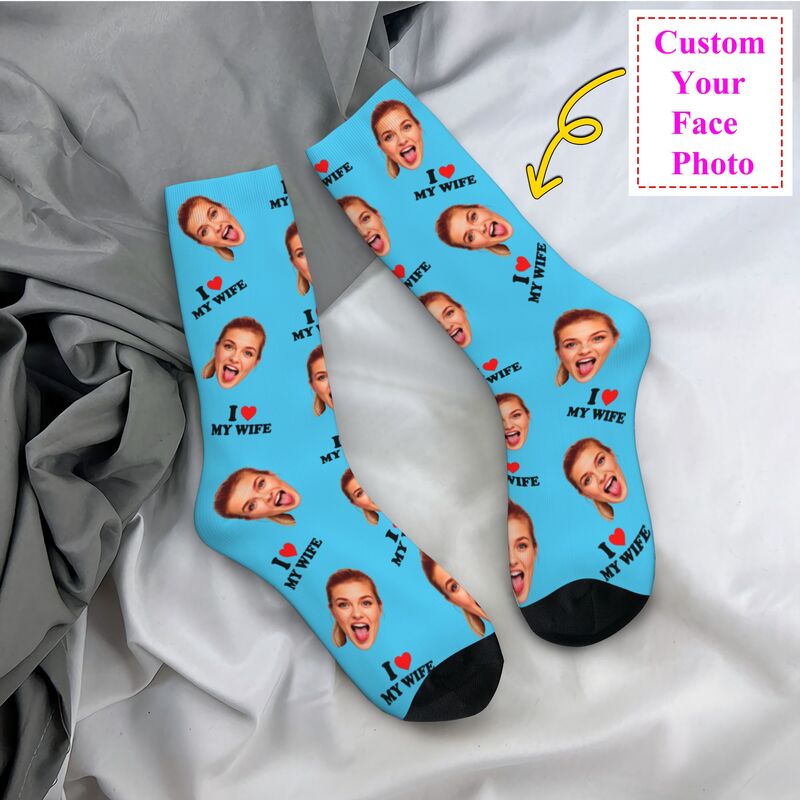 Dress Sock Men - I Love My Wife Personalized Face