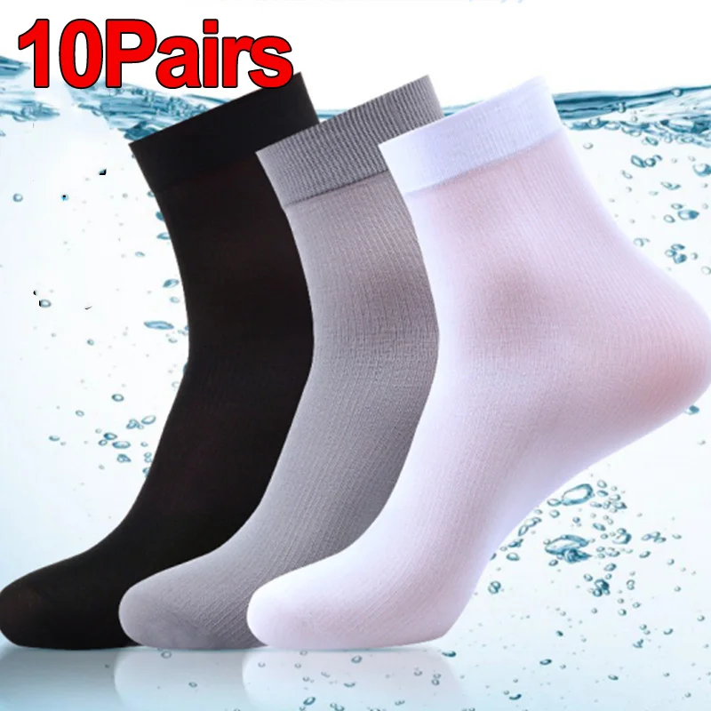 Silk Sock Bamboo - 10Pairs Men Socks Summer Ultra-thin Stripe
