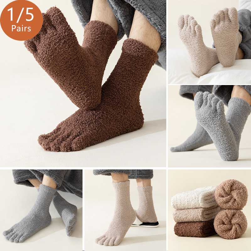 Thermal Sock Winter - 1/5 Pairs Mans Thermal Toe Socks