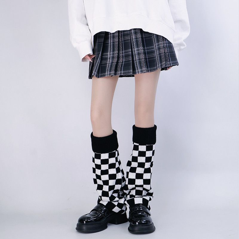 Black White Checkered Leg Warm - Boot Sock Slouchy review and price