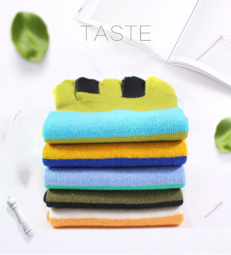 1/5 Pairs Men Colorful Stripe  - Toe Sock Split review and price