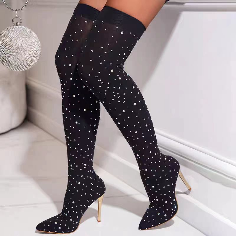 Rhinestone Slim Leg Stretch So - Knee High Sock Women review and price