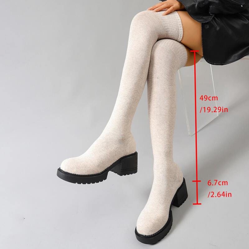 Chunky Platform Over The Knee  - Knee High Sock Women review and price